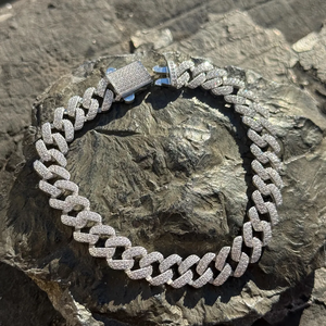 สร้อยข้อมือเงินลายน้ำแข็งสำหรับผู้ชายสร้อยข้อมือเพชรสีขาว925เงินสเตอร์ลิง - Product Image 6