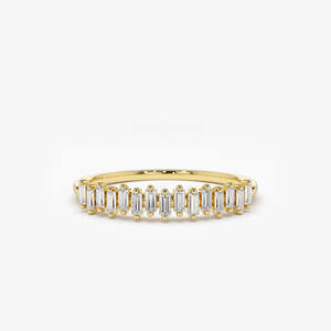 Bague empilable verticale en diamant de laboratoire taille baguette 0,24 carats total, couleur G, clarté VS, or massif 14K, produit personnalisé en usine pour femme - Product Image 2