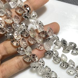 Dot Quartz Faceted Pear & Leaf Shape Briolette Beads Cuentas de piedras preciosas naturales para la fabricación de joyas - Product Image 2