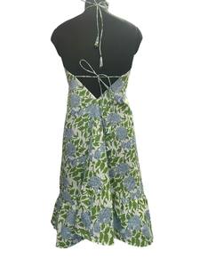 Vestido Casual de Verano para Mujer, Estilo Boho Chic, Estampado de Hojas Verdes, Algodón, Estampado HD, Estilo Indio Occidental, Largo hasta el Suelo, Silueta Holgada - Product Image 5