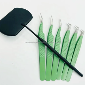 Pinzas para Extensión de Pestañas de Acero Inoxidable Antiestáticas y Antimagnéticas con Punta Puntiaguda Verde Claro, Mango Cómodo, Logotipo Personalizado - Product Image 5