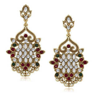 The99jewel 14K oro austriaco verde ágata perla y pendientes colgantes de diamantes con pendientes de gota chapados en oro para boda - Product Image 1