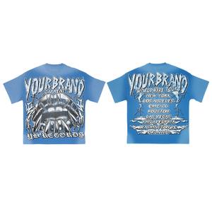 100% Cotton Men's Sun Fade Streetwear Graphic Tees Custom Printed Acid Wash Crew Neck Casual Breathable with <b>Badge</b> Decoration - Product Image 3