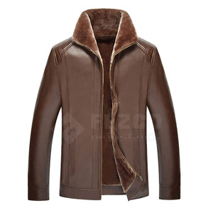 Men's Best Quality Cow Skin Leather Stand Collar <b>Jacket</b> Zipper <b>Winter</b> <b>Waterproof</b> <b>Jacket</b> in All Colors and Sizes - Product Image 1