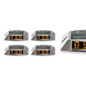 5 piquets solaires routiers jaunes avec 3+3 réflecteurs LED (blancs) en aluminium et plastique, marqueurs routiers en ABS et PC - Product Image 1