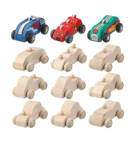 12 Pieces Wood DIY Car Toys Unfinished Wooden Cars Crafts for Students Home Activities Easy Woodworking and Family Time Set