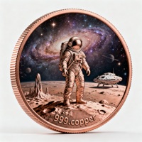 Koin Tembaga 3D Relief Tinggi Bertema Astronot 1 oz 999 Pure, Koin Koleksi Khusus untuk Hadiah Liburan