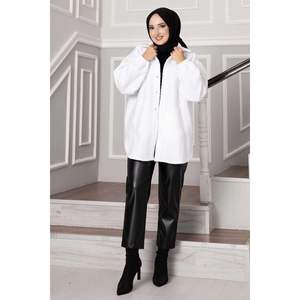 Customizable <b>White</b> Boucle Leather Bomber <b>Jacket</b> Quilted Polyester Fill Soft Lycra Lining XL Size for Fall Hooded Appliques - Product Image 2