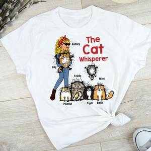 Camiseta con Estampado de Gato Divertido y Logotipo Personalizado al por Mayor, Camiseta con Nombre Personalizado para Mujer, Camiseta Informal de Verano 100% Algodón - Product Image 3