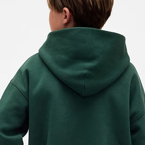 Sweat-shirt élégant pour garçons avec doublure intérieure lisse, pull à manches longues, couleur unie et logo personnalisé avec poches kangourou - Product Image 5