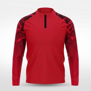 T-shirt de sport à manches longues pour homme, imprimé, léger, avec fermeture éclair sur le devant, respirant, extensible, tissu performant - Product Image 1