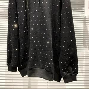 Pull-over à capuche XL personnalisé pour hommes Sweat-shirt en molleton de coton brodé de luxe Streetwear Sparkly Bling Diamond Rhinestone XS - Product Image 4