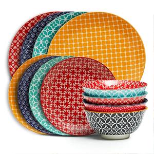 Assiettes et bols en céramique colorées Assiettes en céramique plaquées avec personnalisation Ustensiles de cuisine faits à la main finis brillants - Product Image 4