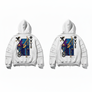 Vente en gros de panneaux de manches personnalisés en molleton 100% coton, impression numérique d'hiver, couleur blanche, broderie de haute qualité, poche avant - Product Image 2