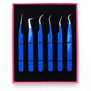 Ensemble de pinces à cils professionnelles, kit d'extension de cils de précision, acier inoxydable, poignée ergonomique, pointe ultra fine, outils de salon - Product Image 1