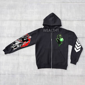 Ventes en gros de sweats à capuche en coton personnalisés avec fermeture éclair pour hommes, manches longues, surdimensionnés, écologiques, teints en uni, impression numérique rapide - Product Image 3