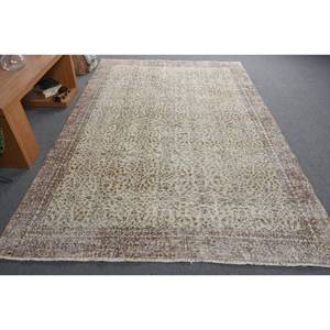 Classique Beige Marron 6.4 X 9.7ft Tapis En Laine Conception Patchwork Turc pour Entrée Salon ou Chambre Support En Latex - Product Image 1