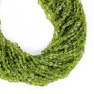 Cuentas ovaladas lisas de peridoto natural Cuentas de piedras preciosas de 13 pulgadas para hacer collares y pendientes Cuentas de peridoto de 6x4mm-7x5mm - Product Image 6