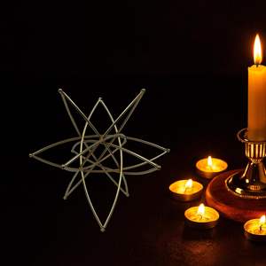 Sculpture en métal doré en forme d'étoile, pièce d'art antique faite à la main pour la décoration de la maison - Product Image 2