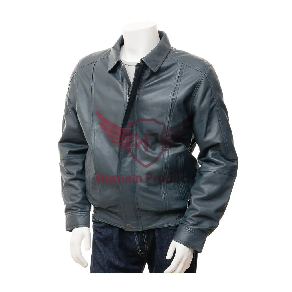 Herrenjacke | Einzigartiges Design Herren Ledermantel | Exklusive kundenspezifische Herren blaue Jacke kundenspezifische Lederjacke