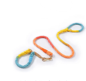 สายจูงสุนัขผ้าฝ้ายถักสีรุ้งแฮนด์เมด - สายจูงสุนัข Ombre - สายจูงสุนัข - Product Image 2