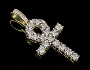 Colgante de Cruz de corte redondo de moissanita de Plata de Ley 925, regalo para hombres y mujeres, joyería de plata helada - Product Image 1