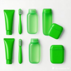 Elegant Green Hotel Toothbrush Kit | Minimalist Oral Care Set with <b>Toothpaste</b> and <b>Travel</b> Case 100 Box - Product Image 3