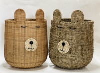 Prix usine écologique moderne multi-usages enfants organisateur élégant en forme d'animal tissé à la main en rotin naturel panier de rangement