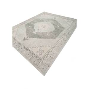 Alfombra de Lana Azul Clásico con Nudos a Mano, Diseño Geométrico para Sala de Estar o Auto, Tamaño 9x12 - PKWL-8043 - Product Image 2