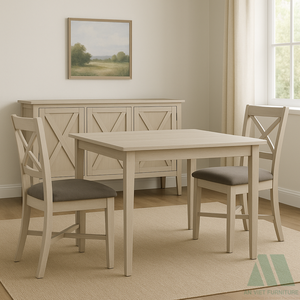 Juego de comedor de madera maciza de granja moderna, muebles portátiles para el hogar, sillas tapizadas, mesa con acabado Natural, OEM listo para montar - Product Image 2