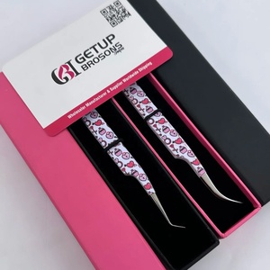 Haute Qualité Meilleure Conception Papier Revêtement 45 Degrés Argent Pointe Courbe Extension De Cils Pince À Épiler En Acier Inoxydable Beauté Instruments - Product Image 1
