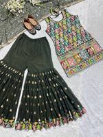 Conjunto Sharara Negro Elegante para Mujer de Antra Lifestyle, Salwar de Primera Calidad, Protección Solar, Ideal para Fiestas, Sin Arrugas, Tela Sintética Resistente