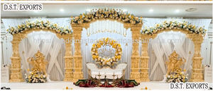 Mandap Blanco Estilo Sureño Indio, Decoración de Escenario para Bodas Hindúes Tradicionales, Personalizable con Fibra, Tendencia en el Reino Unido, LONDRES - Product Image 4