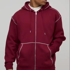 Sudadera con Capucha Roja con Costuras Blancas, Diseños Bordados Impresos Digitales Personalizados 2026, Sudadera Extra Grande para Hombre, Transpirable, de Invierno, de Alta Calidad - Product Image 1