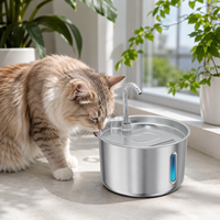 Fontaine à eau pour chat en acier inoxydable 304 de 2,2 L avec robinet, distributeur d'eau pour animaux de compagnie pour chats et chiens avec filtre OEM ODM