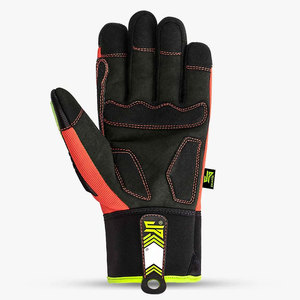Gants d'impact robustes HI-VIZ SG-1212 paume en cuir synthétique doublure résistante aux coupures Gants de protection contre les chocs du revers TPR - Product Image 2