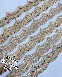 ปักลายดอกไม้ตามสั่งในหลายสีในการออกแบบชาติพันธุ์ในงาน zari ในขนาดที่แตกต่างกันเพื่อการขายต่อ - Product Image 3