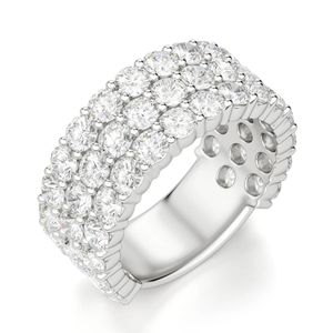 Ensemble de mariage semi-éternité avec diamants taillés ronds et pavés audacieux pour femme - Product Image 2
