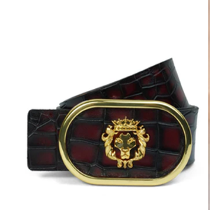 Ceinture en cuir tressé marron avec boucle ardillon noir mat. Disponible aux prix de gros. - Product Image 4