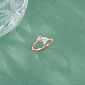 Twin Studded Triangle Rose Gold Diamond Ring - Product Image 1