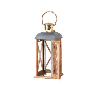 Farol de Vela Decorativo para el Hogar, de Metal y Madera, Acabado Marrón, para Decoración de Mesa de Bodas y Navidad, Farol Colgante - Product Image 1