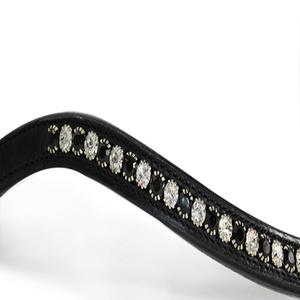 Cristales redondos de cristal blanco y negro de marca personalizada diamante con incrustaciones de canal vacío banda de ceja de caballo de cuero acolchado - Product Image 4