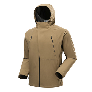 Chaqueta de concha blanda Unisex de alta calidad para otoño 2025, impermeable con capucha y cremallera a prueba de viento, logotipo personalizado, forro polar Vintage para exteriores - Product Image 2