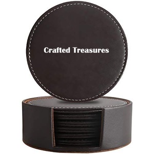 Factory Direct Unfinished Wooden Office <b>Coasters</b> Set 6 Pcs with Holder Custom Made Wood <b>Drink</b> Table Mat From India - Product Image 2