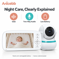 Anicebb Moniteur pour bébé de 5 pouces, vision nocturne infrarouge, alertes sonores VOX, 2,4 GHz FHSS, audio bidirectionnel, sans Wi-Fi, BM5G08L pour les soins de la nurserie