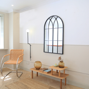 <span class=keywords><strong>Grand</strong></span> <span class=keywords><strong>miroir</strong></span> d'arche de fenêtre <span class=keywords><strong>noir</strong></span>, <span class=keywords><strong>miroir</strong></span> mural de jardin de Patio à cadre métallique Antique pour la décoration de la maison - Product Image 2