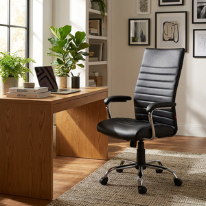 San Francisco Eco- Leather Presidential Chair <b>Black</b> Ergonomic Office Chair Adjustable Headrest Foam Plastic Modern Traditional - Product Image 4