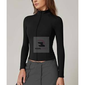 Sweat-shirts de yoga et de fitness pour femmes 2025 avec poches, fermeture éclair, tailles et couleurs personnalisables, matière polaire respirante - Product Image 2