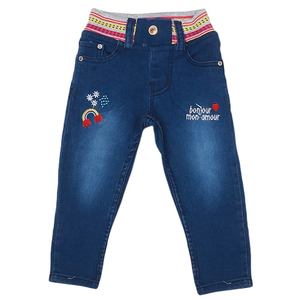 กางเกงยีนส์ปักลายสำหรับเด็กผู้หญิง - สีน้ำเงินเข้ม - Product Image 1