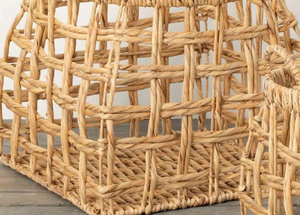 Set of 2 Unique Rattan Storage <b>Baskets</b> with <b>Square</b> Bottom - Product Image 3